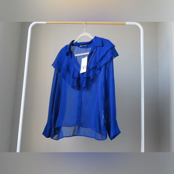 Ruffled Semi Sheer Top - Size XL | Elegant & Bold - Picture 4 of 4